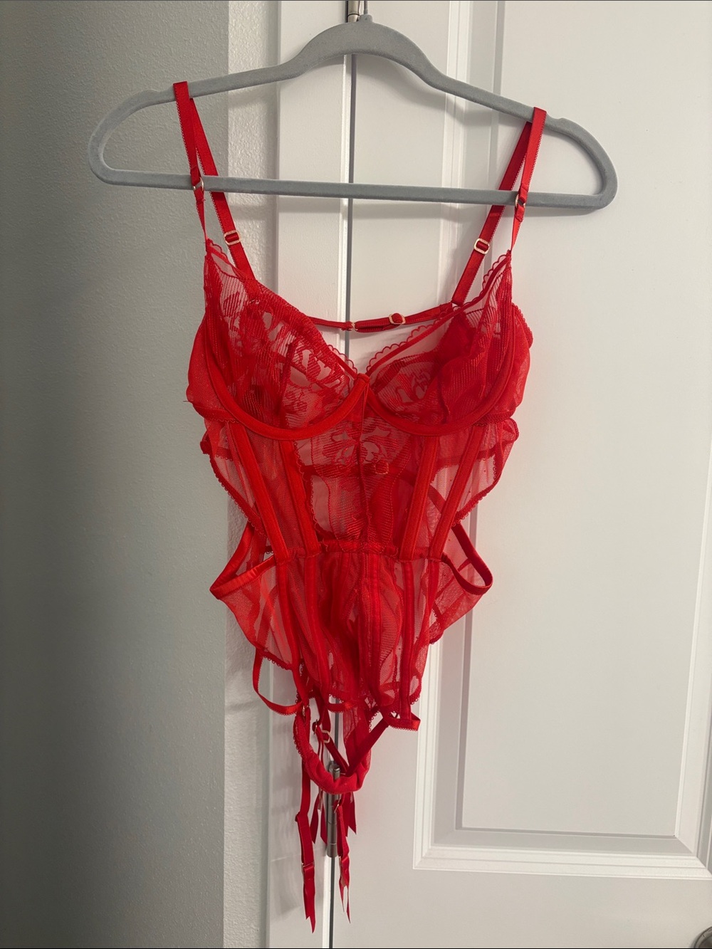 Lounge Underwear Red Lace Bodysuit Lingerie PRICE IS FIRM